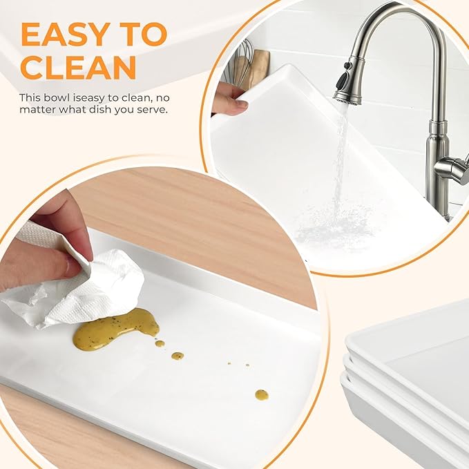 3pcs White Melamine Serving Trays, 11.8x6.2 Inch Reusable Rectangle Appetizer Platters, Plastic Tray for Desserts, Fruit, Cookies, Charcuterie, Snack, Party Food Display - Dishwasher Safe