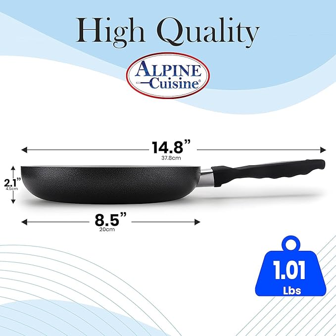 Alpine Cuisine Fry Pan 8.5 Inch Nonstick Coating Gray, Frying Pans Nonstick for Stove with Stay Cool & Comfortable Handle, Durable Nonstick Cookware, Ideal for Family