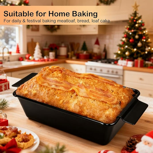 Meatloaf Pan with Drain Tray, 2 Pack, Non Stick Meat Loaf Pan with Drip Tray, 9.8x5.7 Inch Bread Baking Pan with Insert Easy Removal Perforated, Bakeware Loaf Pan for Oven Roasting Meat