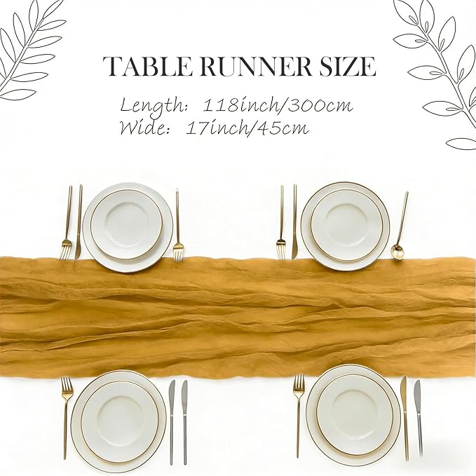 3 Pack Gold Cheesecloth Table Runner -17×120 Inch Gauze 10 FT Long Cheese Cloth Table Runners for Bridal Wedding Party Baby Shower Holiday Birthday Home Easter Decor (Gold, 3PC)