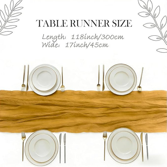 3 Pack Gold Cheesecloth Table Runner -17×120 Inch Gauze 10 FT Long Cheese Cloth Table Runners for Bridal Wedding Party Baby Shower Holiday Birthday Home Easter Decor (Gold, 3PC)
