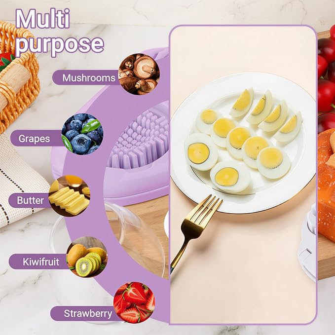 1 Pack 3-Mode Egg Cutter with Wire Slicer, Stainless Steel Egg Slicer for Hard Boiled Eggs, Fruits, Vegetables, Mushrooms, Kitchen Prep Tool