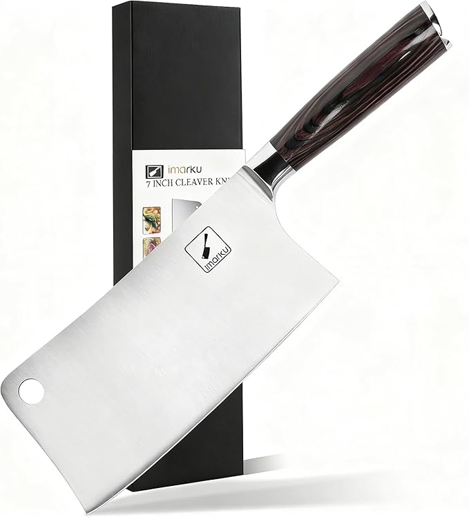 imarku Meat Cleaver 7 Inch, Razor Sharp Japanese High Carbon Steel Vegetable Cleaver Knife, Multipurpose Kitchen Chopper Butcher Knife for Home Kitchen & Restaurant, Ergonomic, Gifts for Men and Women