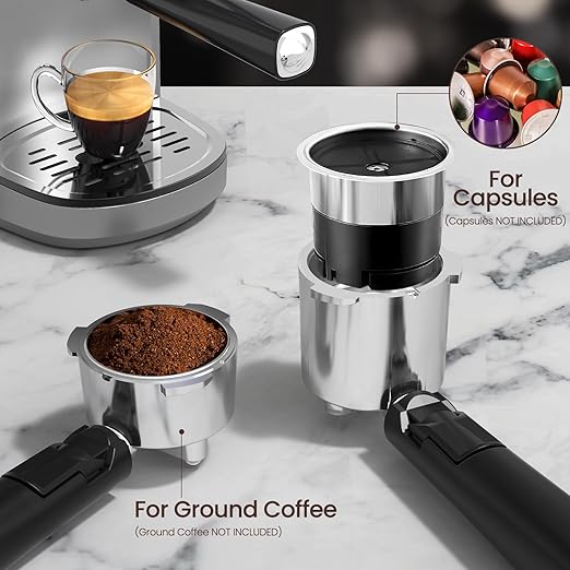 Electactic Espresso Machine 20 Bar, Professional Stainless Steel Coffee Maker with LCD Display, Steam Wand, 45oz Removable Water Tank, for Espresso, Cappuccino, Latte at Home or Office, Black