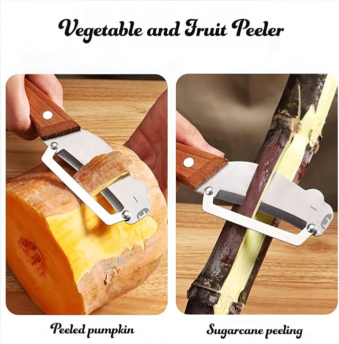Vegetable Peeler with Wooden Handle and Stainless Steel Blade for Veggie Potato Carrot Apple Fruit Kitchen Tool