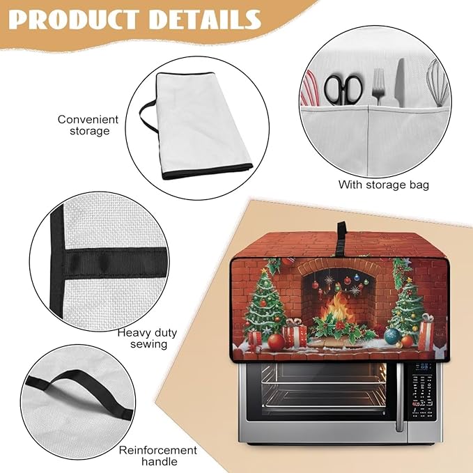 Doojoayie Christmas Toaster Oven Cover 8 Slice Kitchen Small Appliance Covers Dust Protector 22.5"x18.5"x 13" Compatible with Toaster/Bread Machine
