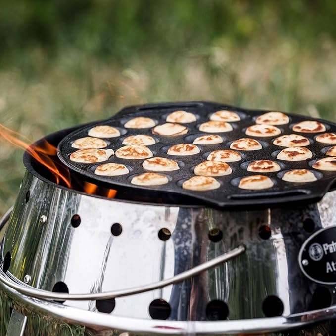 Petromax Cast Iron Poffertjes Pan for Hygge Kitchen or Camping, Ebelskivers/Aebleskivers Griddle Cookware Conducts Heat Evenly