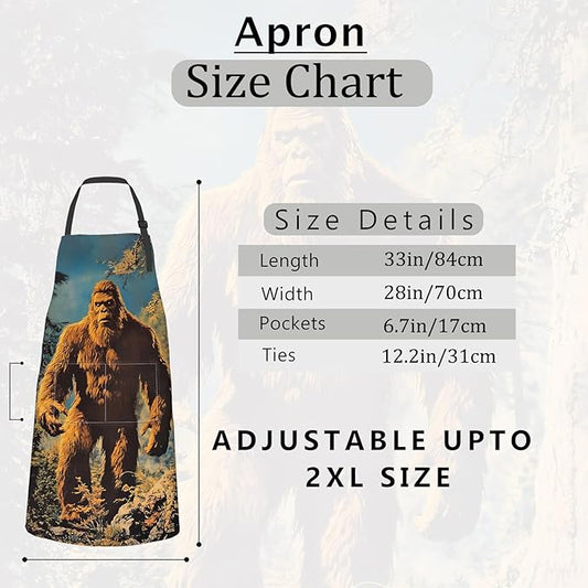 Forest Monkey Apron Vintage Wilderness Primate Aprons Waterproof Oxford Polyester Adjustable Pockets Design for Cooking, Crafting, Garden , for Outdoor Lovers Rustic Decor, 28x33 Inch