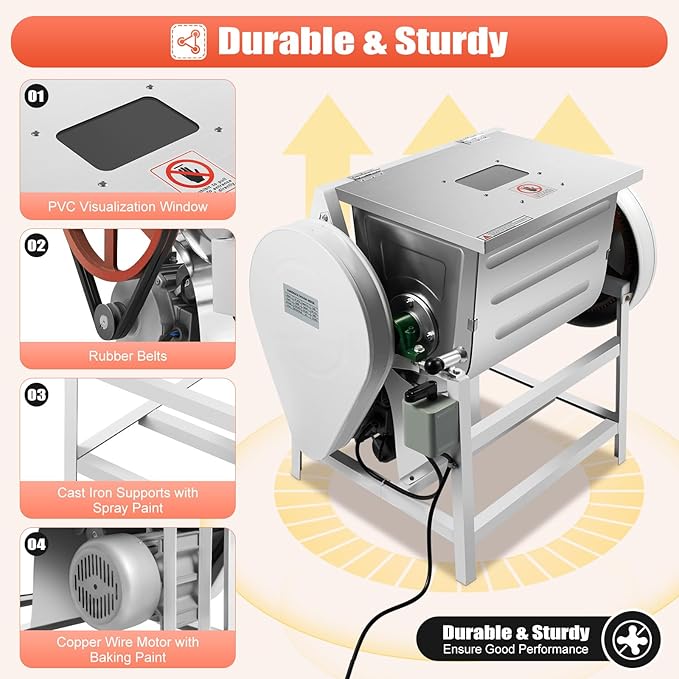 30QT Commercial Electric Dough Mixer, 1500W 110V Heavy-Duty Electric Dough Kneading Machine Pizza Flour Mixer Kneading Machine with Forward and Reverse Direction for School Bakery Restaurant