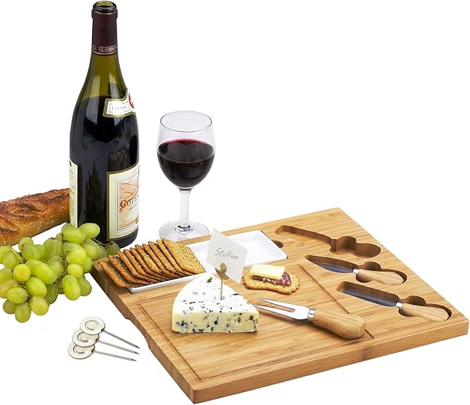 NCAA Texas Longhorns Officially Licensed Bamboo Cheese/Charcuterie Board with Knife Set & Cheese Markers by Picnic at Ascot