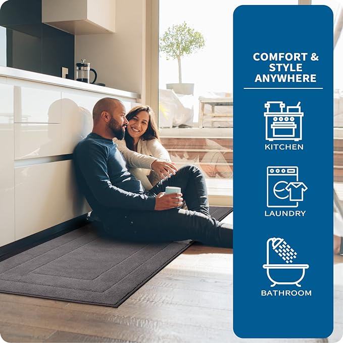 PURRUGS Machine Washable Kitchen Runner Rug 32" x 70", Non-Slip/Skid Hallway Runner Rug, Super Absorbent Soft Area Rug for Kitchen, Hallway & Laundry, Rolled Packaging, Grey
