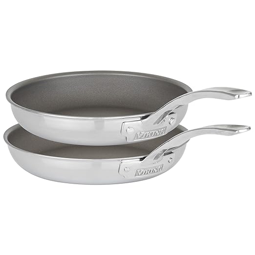 Viking PureGlide Pro 3-Ply Nonstick Frying Pans, Made without PFAS, 2-Piece Induction Fry Pan Set, 9.5 and 11-Inch, Metal Utensil Safe Titanium Nonstick Surface, Oven Safe to 600F