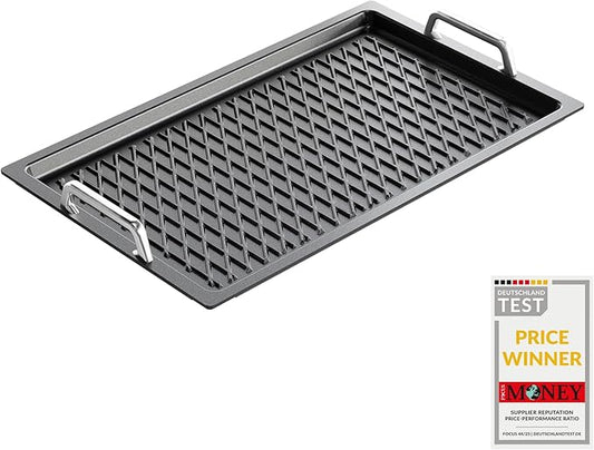 AMT Gastroguss The "World´S [.]" Professional Grill Plate BBQ, 53 x 33 cm, Stainless Steel Handles, die-cast Aluminium, Non-Induction, Lotan® Non-Stick Coating, AMZN-25333-G-BBQ-US