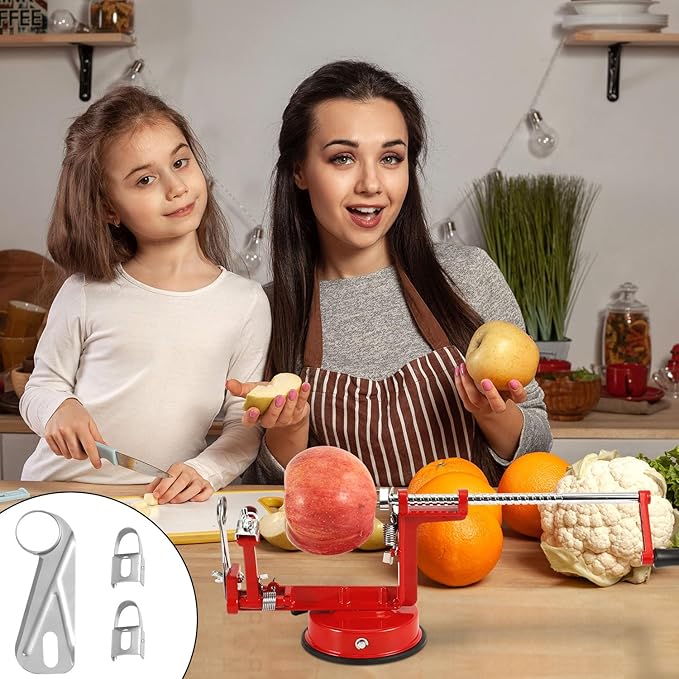 3pcs Stainless Steel Apple Peeler Replacement Blades, Universal 2pcs Peeling Corer Blades with 1pc Slicing and Core Removing Blades with Storage Box for Kitchen Restaurant Picnic