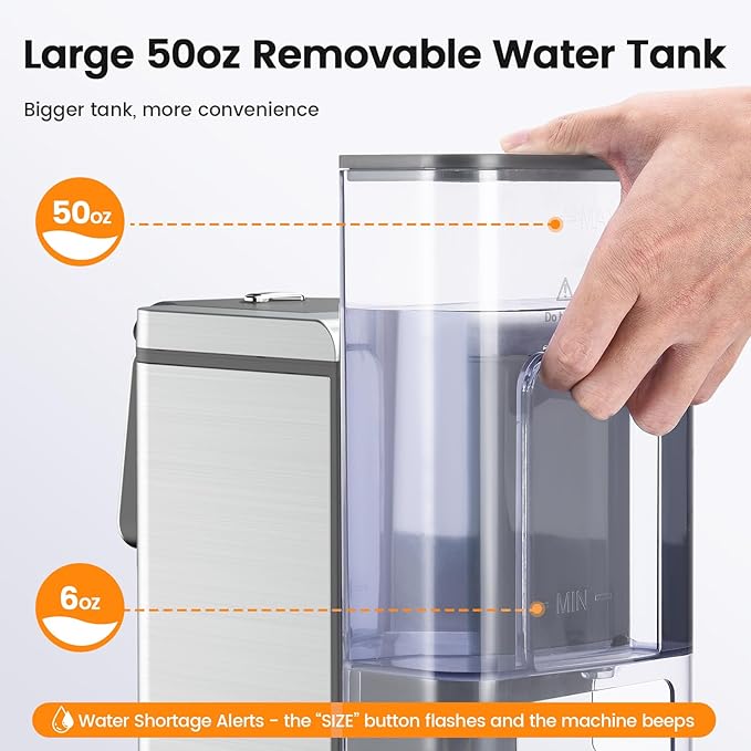 Single Serve Coffee Maker for K-Cup Pod and Grounds, Hot and Iced Coffee Maker, 6 to 14oz Brew Sizes, Strong Button Feature, 50oz Removable Reservoir, Up to 6.5 Inch Cup, Stainless Steel, Grey