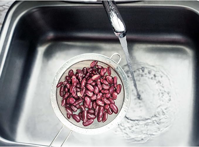 HIC Kitchen Fine Double Mesh Strainer, 18/8 Stainless Steel, 4-Inch, For Sifting Baking Ingredients, Straining, And Draining Soups And Sauces