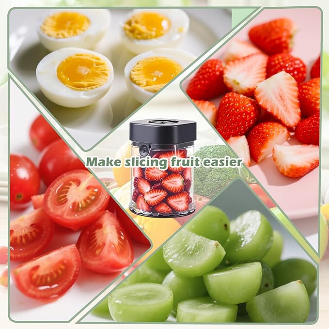 Hendiy Fruit Slicer Cup, Strawberry Slicer Grape Cutter Cup Fruit Slicers Stainless Steel Egg Slicers, Strawberry Cutter Kitchen Gadgets Speed Cutters for Banana Grape Egg