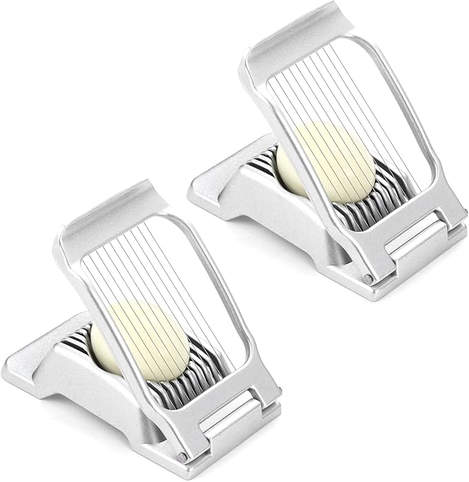 2 Packs Egg Slicer,Strawberry Slicers, Stainless Steel Wire Egg Slicer for Hard Boiled Eggs, Heavy Duty Aluminum Base Metal Egg Cutter for Egg Strawberry Soft Fruit & Food, Dishwasher Safe
