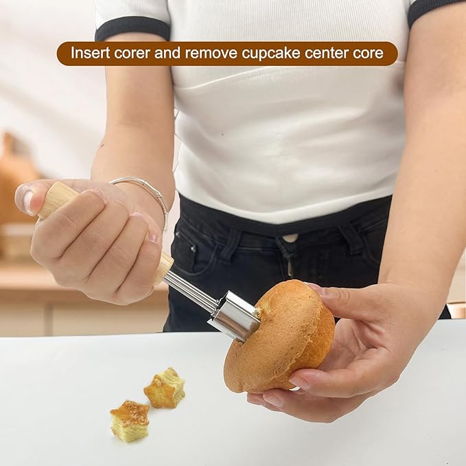 Cupcake Corer, 3 Pcs Plunger Cutter Pastry Corer, Digging Holes Tools Muffin Cake Filling Tool Mini Cupcake Hole Punch for DIY Baking Filling and Decorating, Flower, Star, Heart