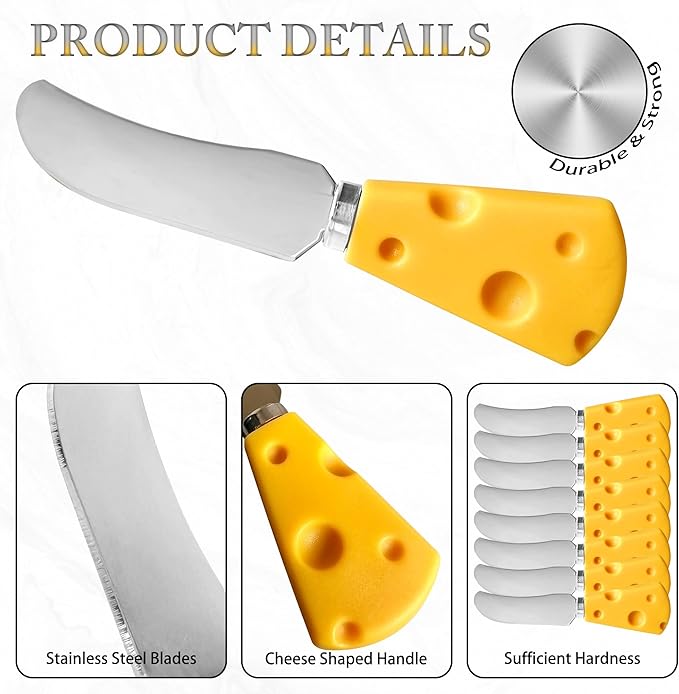 25 Piece Cheese Butter Spreader Set, Stainless Steel Cheese Knife Set, Mini Stainless Steel Cheese Knife, Party Wedding Christmas Cheese Accessories (Cheese Shape)