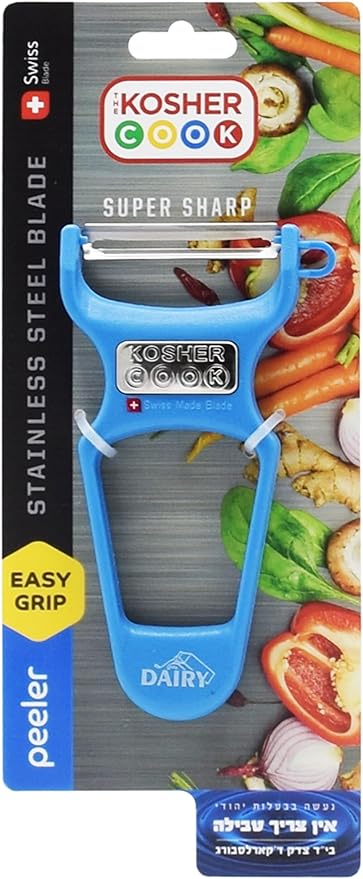 The Kosher Cook Y Vegetable Peeler - Heavy Duty, Ultra Sharp Stainless Steel Blade - Swiss Peeler - Easy Grip Plastic Handle - Color Coded Kitchen Tools - Blue