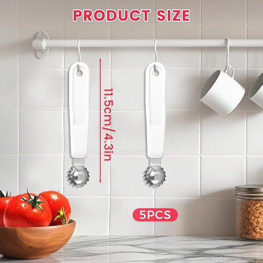 5 Pcs Tomato Corer Tool Strawberry Huller Stem Remover, Handle with hole, Stainless Steel, Fruit Corer Tool for Tomato Strawberry (White)