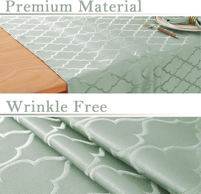 Larponder Spring Tablecloth Rectangle, Jacquard Polyester Table Cloth, Washable & Spill Proof Table Cover for Kitchen Graduation Dining Party Picnic (Rectangle, 52" x 70", Sage Green)