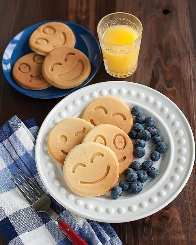 Nordic Ware Smiley Face Pancake Pan Silver, 10 1/2 inch diameter