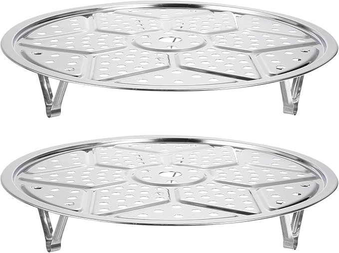 uxcell Stainless Steel Steamer Rack with Stand, 11 Inches Pot Steaming Tray for Steamer Cookware Instant Pressure Cooker, Silver Tone
