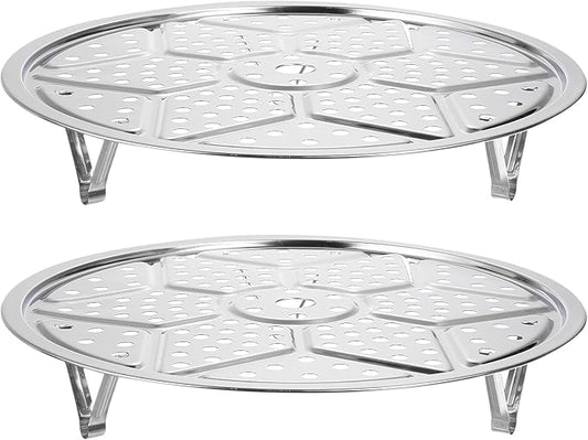 uxcell Stainless Steel Steamer Rack with Stand, 11 Inches Pot Steaming Tray for Steamer Cookware Instant Pressure Cooker, Silver Tone