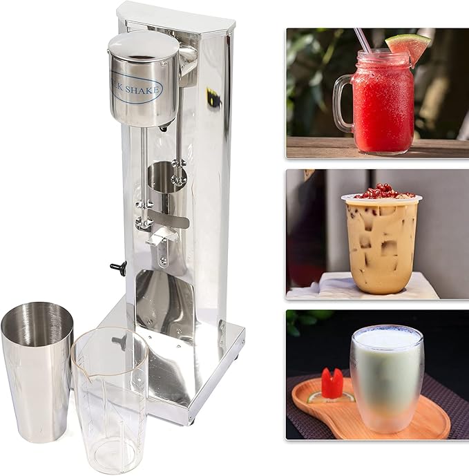 Milkshake Maker Electric Drink Mixer Commercial Milkshake Machine Stainless Steel 18000RMP (Single Head D)