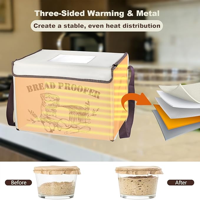 OUEST Foldable Bread Proofing Box for Sourdough, 50°F-113°F Precise Temp Control & 12H Timer, Electric Dough Proofing Container with Metal Rack for Bread Baking, Pizza, Yogurt, Kombucha
