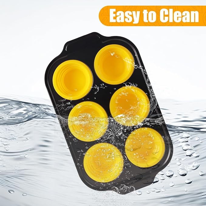 YiYeraio 6 Cups Silicone Muffin Pans for Baking with Metal Frame, Egg Bite Molds, Cupcake Pans Regular Size, Muffin Tins Easy to Pop Nonstick Non Toxic Bakeware for Oven Dishwasher Safe