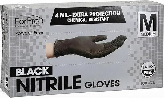 ForPro Disposable Nitrile Gloves, Chemical Resistant, Powder-Free, Latex-Free, Non-Sterile, Food Safe, 4 Mil