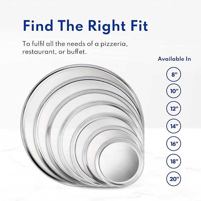 New Star Foodservice 50899 Pizza Pan/Tray, Wide Rim, Aluminum, 14 Inch, Pack of 6