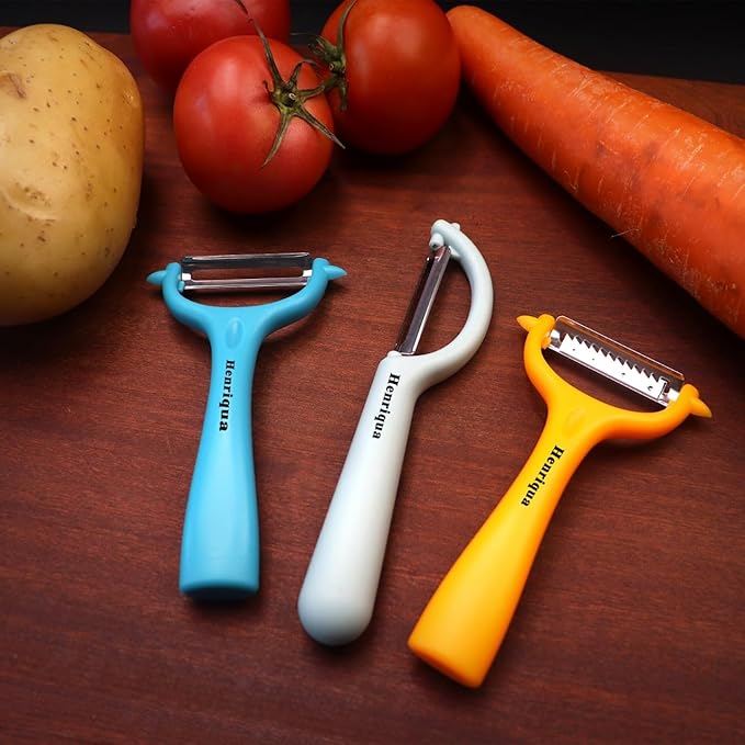 Vegetable Potato Peelers 3 Piece Set, I and Y Carrot Peeler, Stainless Steel Julienne Peeler，for Apple Fruit Carrot Zucchini Cucumber Potatoes PP Non-Slip Handle