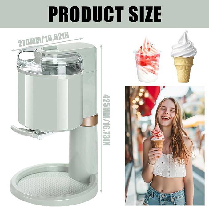 Soft Ice Cream Maker, Soft Serve Ice Cream Machine Portable Icecream Machines for Home Automatic Mini-Ice Cream Maker Dispenser Countertop Yoghurt Makers for Home Cafe Office