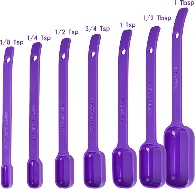 Plastic Measuring Cups and Spoons Set, Purple Dry Measuring cups Set with Spout and Leveler for Kitchen and Baking, BPA free and Dishwasher Safe, Nesting Measuring Cups Set of 15