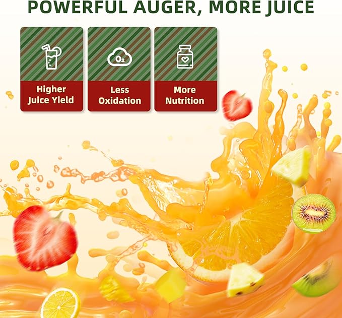 Flyseago Commercial 300W Cold Press Juicer Machines - Dual Outlet for Juice & Pulp, High Yield, Masticating Juicers, Heavy Duty Stainless Steel, Quiet Motor, Easy Clean for Restaurants, Bars