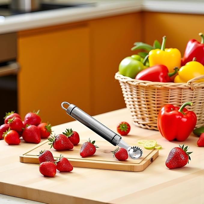 Stainless Steel Strawberry Huller,silver Multi Function Strawberry Huller and Tomato Stem Corer Tool,for Strawberry,Tomato,Vegetable and Fruit Corer Practical Kitchen Tool