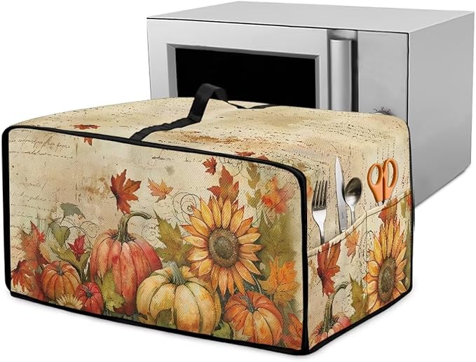 Doojoayie Pumpkin Sunflower Toaster Cover 8 Slice Toaster Oven Cover Dust Resistant Appliance Covers for Kitchen Counter Thanksgiving Home Kitchen Decoration