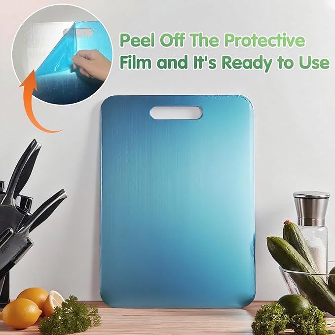 Katuchef Titanium Cutting Board, 2026 New 100% Pure Titanium Cutting Boards for Kitchen, Titan Cut Pro Double Sided Chopping Board, Non Toxic Dishwasher Safe Durable Cut for Meat Fruit Vegetable(L)