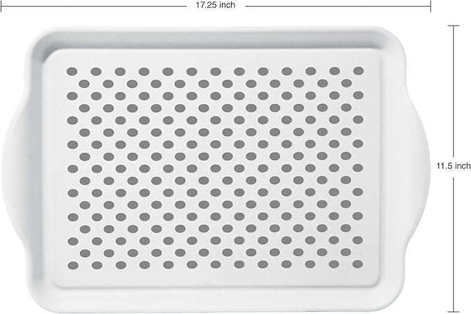 OGGI Anti Slip Serving Tray with Handles- White Rectangle Server - Ideal for Eating, Breakfast Tray, Food Tray, Appetizer, Serving