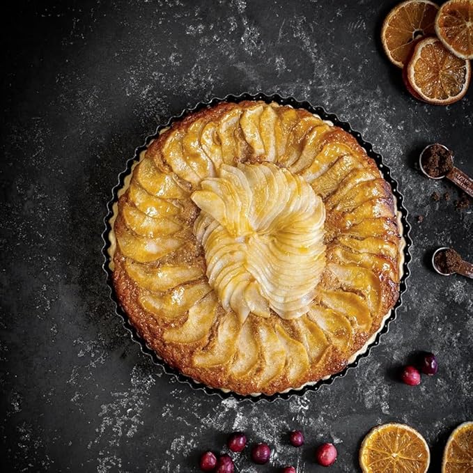 MGE - Dish Pie Pan - Deep Quiche Lorraine Pie Pan - Tart Pans with Removable Bottoms - Tarte Tatin Mould - Detachable Apple Cake Mould - Quiche Baking Dish (9.44 inch)