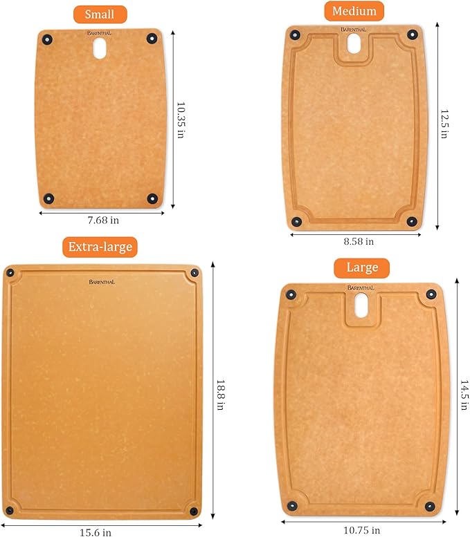 Barenthal Large Cutting Boards for Kitchen Dishwasher - XL Cutting Board Set Double-Sided with Non-Slip Feet and Juice Groove Composite Chopping Board Knife Friendly Cut Meat, Fruit,Vegetable