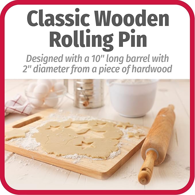 GoodCook Classic Wooden Rolling Pin with Easy Roll Bearings