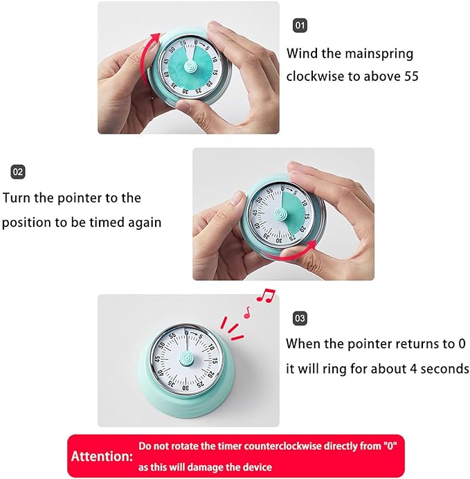 Elegant Stainless Steel Vintage Kitchen Timer with Magnetic Attachment - 60-Minute Countdown & Audible Alarm, Perfect for Cooking, Office Tasks, and Study Sessions (01-Beige)