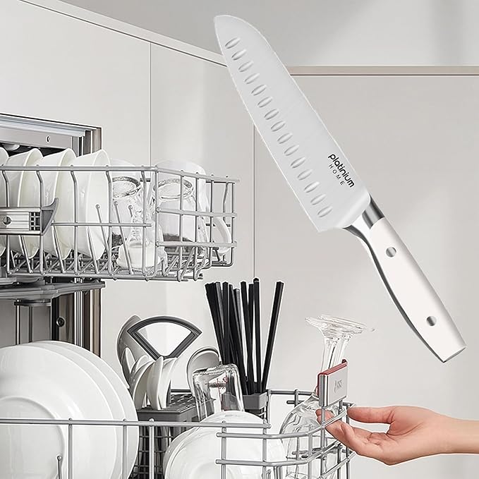 Kitchen Knife Set of 5,Professional Chef knife High Carbon Stainless Steel White Chefs Knives for Home Cooking, Includes Chef, Santoku, Boning, Utility, Peeling Knives with Gift Box