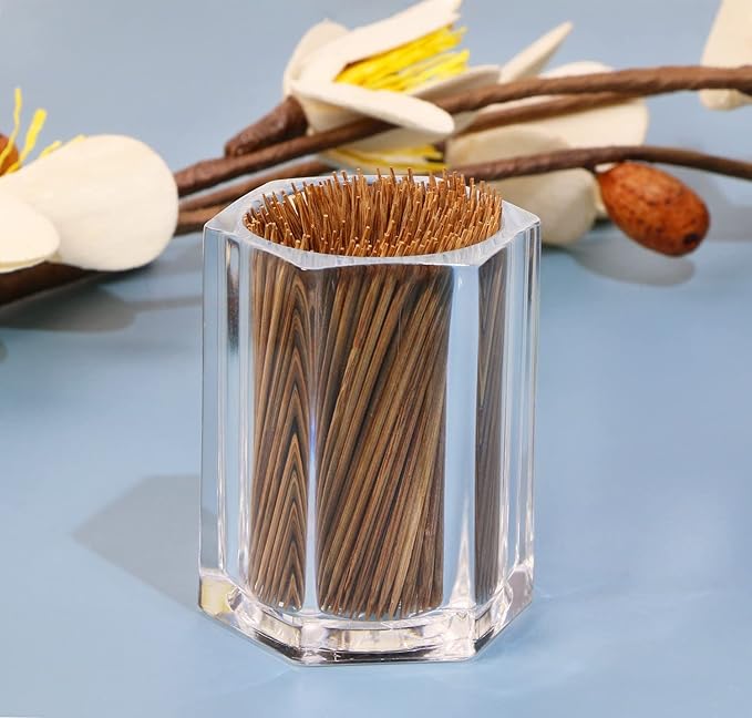 ONLYKXY 2pcs Clear Acrylic Toothpick Holder Elegant Clean For Home Kitchen Storage Gadgets Creative Portable Toothpick Box (Rhombu)