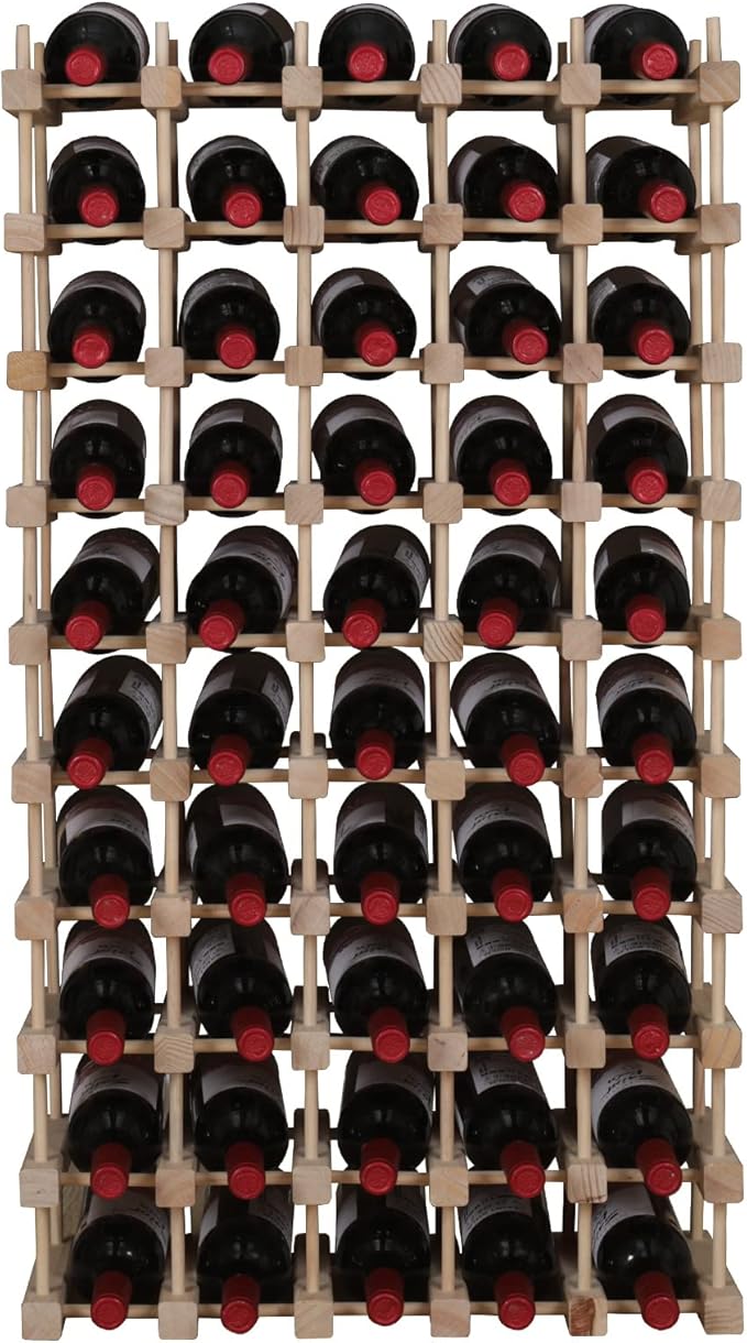 Wooden Stackable Storage Modular Small countertop Wine Rack Cabinet,Freestanding for Floor Wood Wine Bottle Shelf (50bottle)